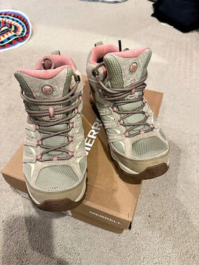 Merrell Moab 3 Mid Waterproof Hiking Boots Matcha & Pink US 10 M